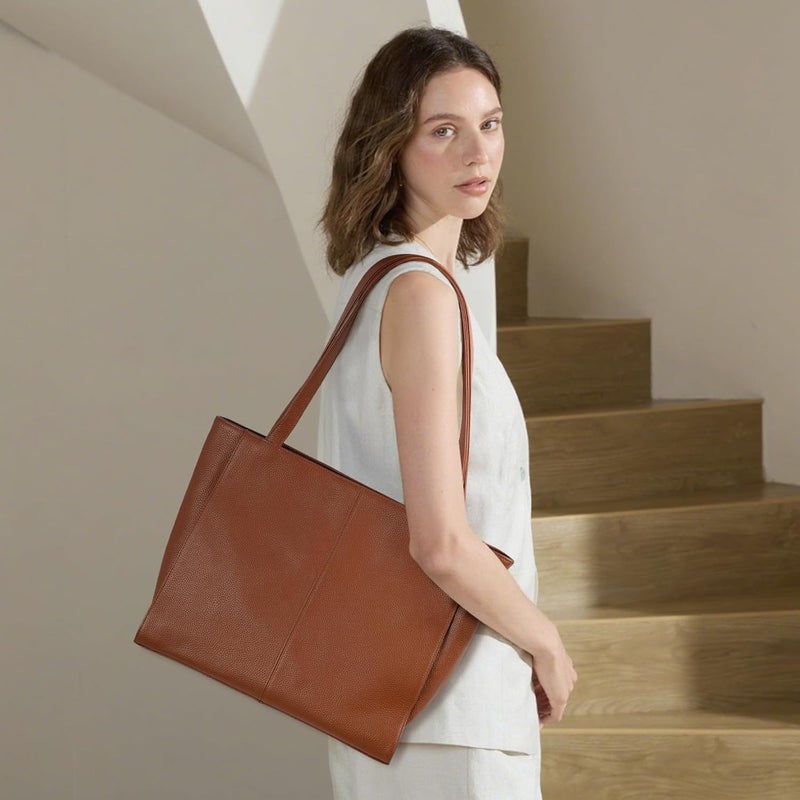 befen Genuine Leather Tote Bag for Women Work, Women's Leather Shoulder Bags Purses Satchel Handbags with Laptop Compartment - Image 2